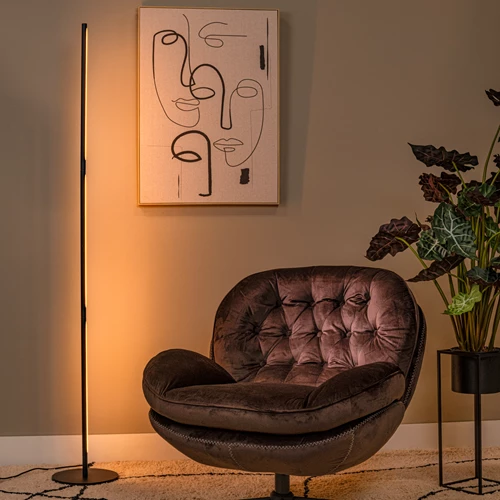 Lucide FINAN - Lampadaire - LED Dim. - 1x32W 2700K - Noir - ambiance 1